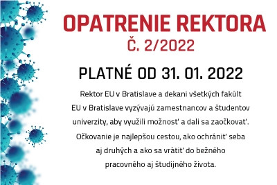 Opatrenie rektora číslo 2/2022 (platné od 31.1.2022)