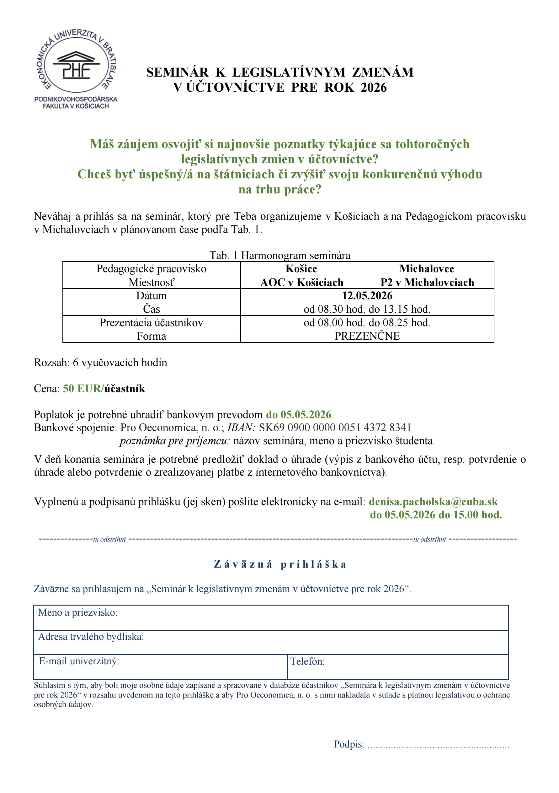 seminar uctovnictvo 2026